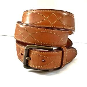 Banana Republic Vintage Made in England Belt | Western Tan Leather Brass Buckle